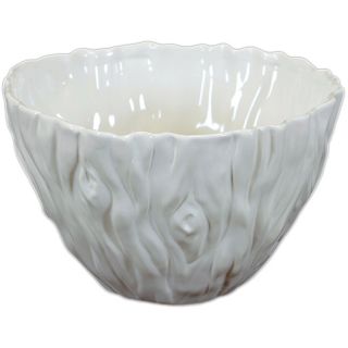 White Decorative Ceramic Bowl (CeramicDecorative vase Does not hold water Dimensions 13 inches diameter x 7.5 inches high)