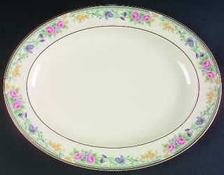 Royal Doulton Eleanor 13 Oval Serving Platter, Fine China Dinnerware   Pink Ros