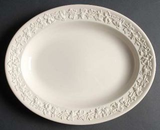 Wedgwood Cream Color On Cream Color (Plain Edge) 12 Oval Serving Platter, Fine