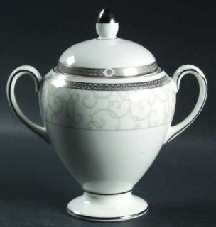 Wedgwood Celestial Platinum Globe Shape Sugar Bowl & Lid, Fine China Dinnerware