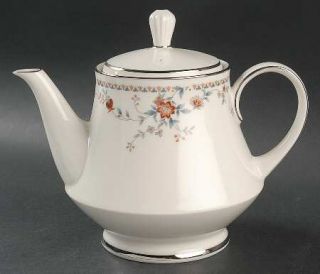 Noritake Adagio Teapot & Lid, Fine China Dinnerware   Victorian Ii, Floral Spray