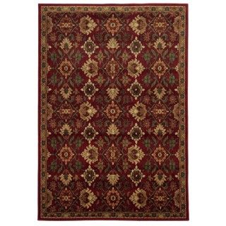 Traditional Floral Red/ Green Rug (53 X 73)