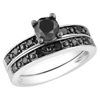1 Carat Black Diamond Bridal Set Ring 7.0