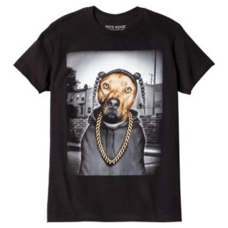 Mens Pets Rock Rap Dog Graphic Tee   Graphite XL
