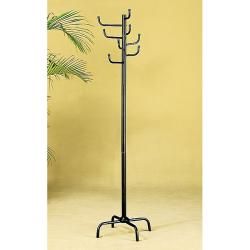 Black Finish Metal 8 hook Coat Rack (Satin blackMetal constructionIncludes eight coat hooksMeasures 70 inches high x 19 inches long x 19 inches wideAssembly required )
