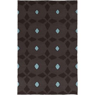 Hand woven Espresso Octo Espresso Wool Rug (2 X 3)