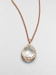 IPPOLITA Rose Teardrop Clear Quartz Pendant Necklace   Rose Gold