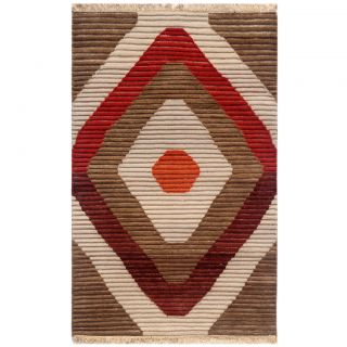 Hand knotted Geometric Mix Wool Rug (4 X 6)