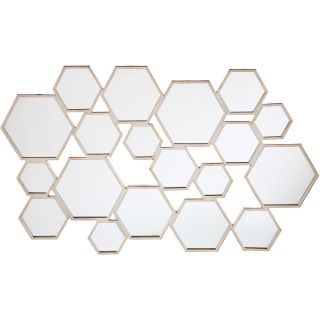 Silver Tone Honeycomb Wall Mirror