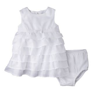 Cherokee Newborn Infant Girls Sleeveless A Line Dress   White 6 9 M
