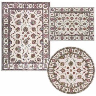 Nourison Persian Floral Collection Ivory Rug 3pc Set 311 X 53, 53 X 53 Round, 53 X 73