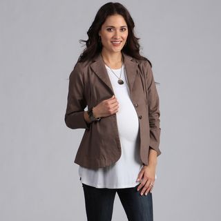 Ashley Nicole Maternity Brown Button front Career Jacket