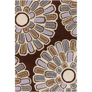 Thomaspaul Brown/purple Floral Hand tufted New Zealand Wool Rug (79 X 106)