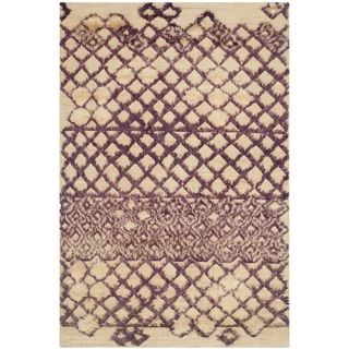 Safavieh Hand knotted Santa Fe Beige/ Dark Grey Wool Rug (4 X 6)