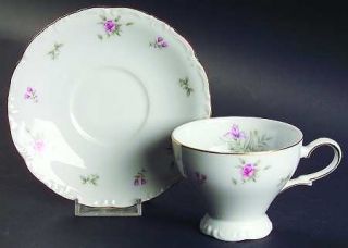 Meito Rose Lane (F & B Japan) Footed Cup & Saucer Set, Fine China Dinnerware   P