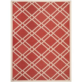 Safavieh Indoor/ Outdoor Courtyard Crisscross pattern Red/ Bone Rug (53 X 77)