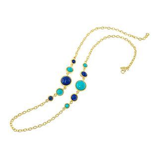 KJL by KENNETH JAY LANE Gold Tone Aqua & Blue Stone Necklace, Womens