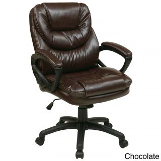 Office Star Products Work Smart Faux Leather High Back Chair (Black, chocolateWeight capacity 250 poundsDimensions 43.25 inches high x 25.5 inches wide x 26 inches deepSeat dimensions 21 inches wide x 18.25 inches deep x 4 inches thickSeat height 23 i