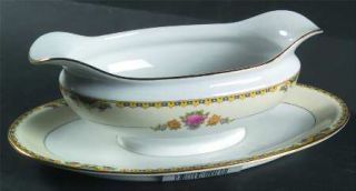 Noritake Severy Gravy Boat with Attached Underplate, Fine China Dinnerware   Blu