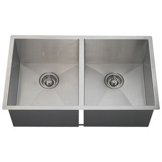 Polaris Sinks Pd2233 Double Equal Rectangular Stainless Steel Kitchen Sink