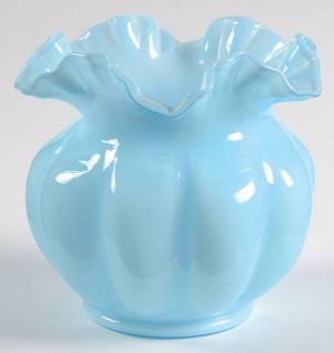 Fenton Blue Overlay 5 Flower Vase   Pale Aqua Powder Blue