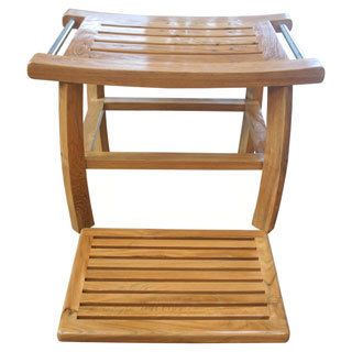Teak Shower Bench With Removable Spa Bath Mat