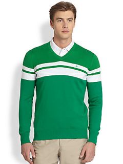 J. Lindeberg Golf Dunbar Striped Sweater   Green