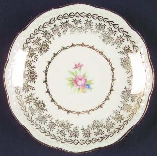 Stetson Stt1 Saucer for Footed Cup, Fine China Dinnerware   Floral Center, Gold