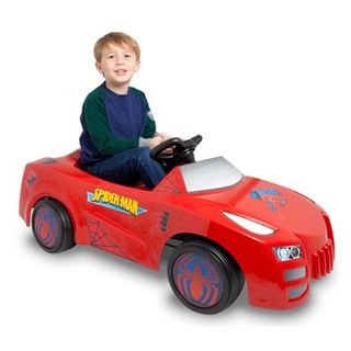 Spiderman 6 volt Ride on Car (RedSpeeds 2.5 MPHRecommended for ages 3 5 years of ageRunning time 60 90 minutesDimensions 44 inches x 21 inches x 19 inchesWeight 21 pounds )