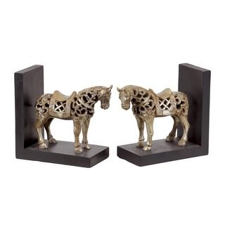 Urban Trends Collection 7 inch Champagne Finish Resin Horse Bookends