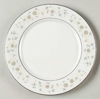 Sango Antibes Salad Plate, Fine China Dinnerware   White/Yellow/Gray   Floral Bo