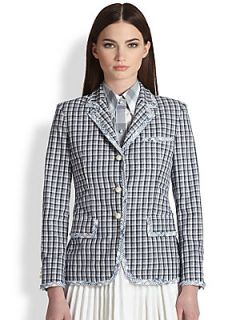 Thom Browne Checked Sport Coat   Navy