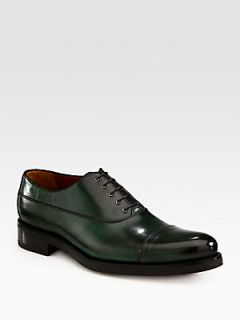 A. Testoni Double Sole Cap Toe Lace Ups   Green  A. Testoni Shoes