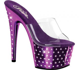 Womens Pleaser Stardust 701   Clear/Purple Chrome High Heels