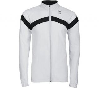 Mens K Swiss Accomplish Woven Jacket   White/Black Athletic Apparel