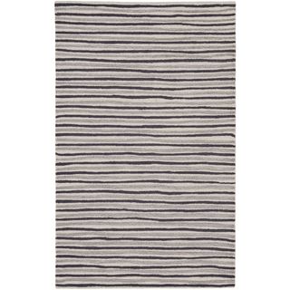 Martha Stewart Hand Drawn Stripe Wampum Purple Wool/ Viscose Rug (4 X 6)