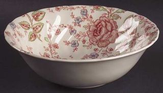 Johnson Brothers Rose Chintz Pink (England 1883 Stamp) 8 Round Vegetable, Fin