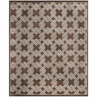 Safavieh Hand knotted Mosaic Brown/ Cream Wool/ Viscose Rug (8 X 10)