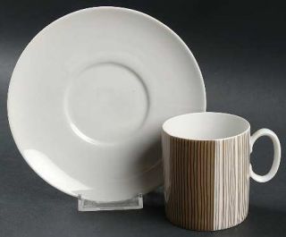 Thomas Tho200 Flat Cup & Saucer Set, Fine China Dinnerware   Geometric Tan/Black