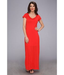 Splendid T Shirt Maxi Dress with Side Slit Womens Dress (Red)