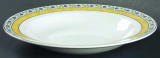 Wedgwood Mistral Large Rim Soup Bowl, Fine China Dinnerware   Blue Flowers,Green