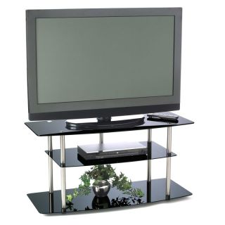 Convenience Concepts Classic Black Glass 3 Shelf TV Stand   157031
