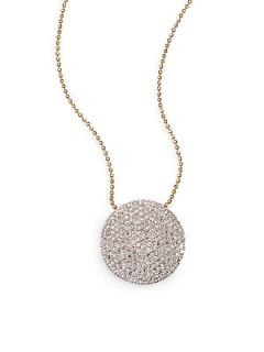 Phillips House Pave Diamond & 14K Yellow Gold Infinity Disc Pendant Necklace   G