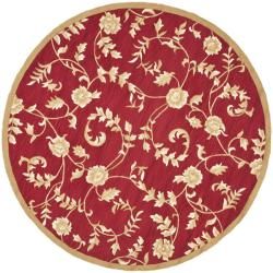 Hand hooked Trellis Red/ Gold Polypropylene Rug (6 Round)