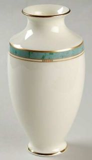 Pfaltzgraff Patina Vase, Fine China Dinnerware   Bone, Green Marble Band