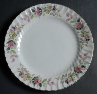 Creative Regency Rose Luncheon Plate, Fine China Dinnerware   Pink Roses, Gray/G