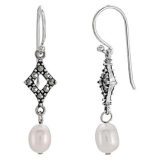 Marcasite and Pearl Earrings   Silver