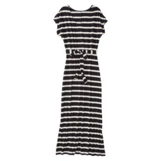 Merona Womens Knit V Neck T Shirt Maxi Dress   Black/White   XXL