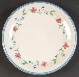 Newcor Prelude Salad Plate, Fine China Dinnerware   Pink & Blue Flowers, Green L