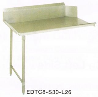John Boos 26 in Clean Dishtable w/ Galvanized Legs & 18 ga Stainless Top, R to L